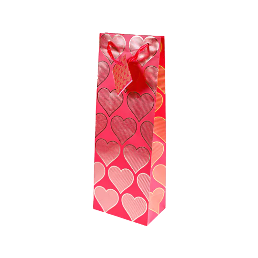 Valentine's Day Bottle Bag Hearts 13x8.5x36cm